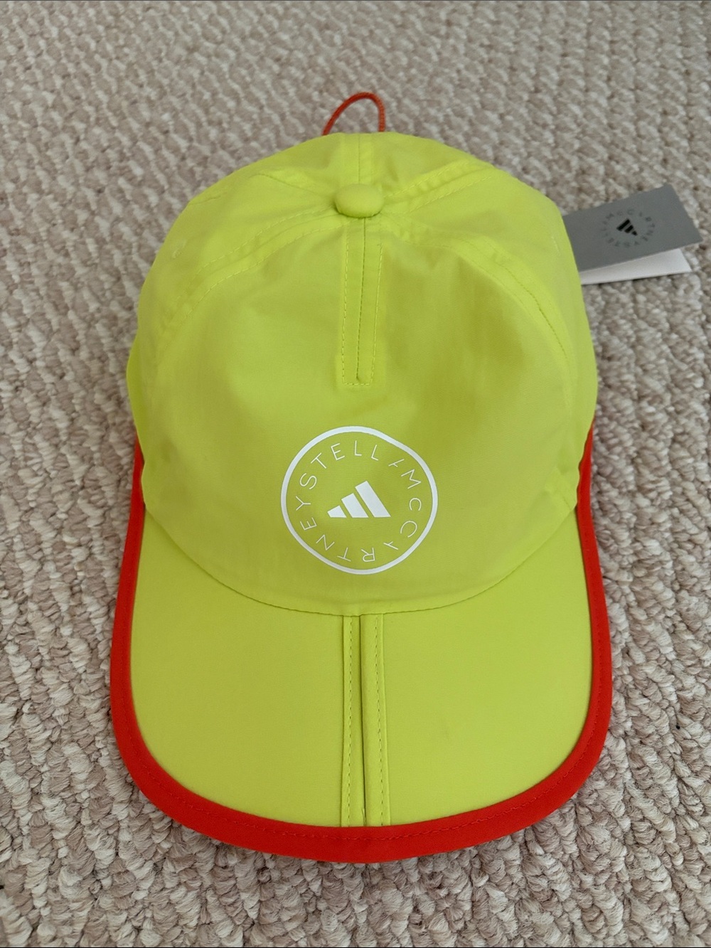 Adidas by Stella McCartney Neon Yellow Cap with Red Trim and White Logo NWT